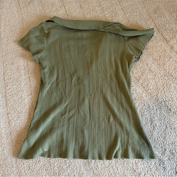 Princess Polly Green Ribbed Button-Front Top - Picture 5 of 5